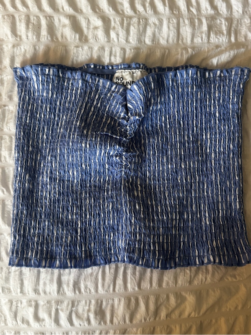 No Boundaries Blue and White Smocked Tube Top